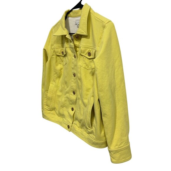 Isaac Mizrahi Live Yellow Button-Front Denim Jacket Plus Size 18W Versatile Clas - Picture 3 of 10
